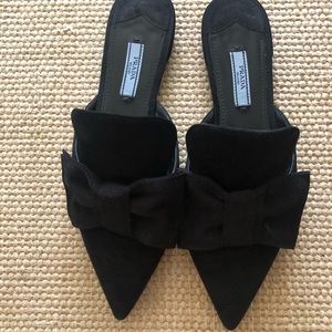Prada suede bow flat